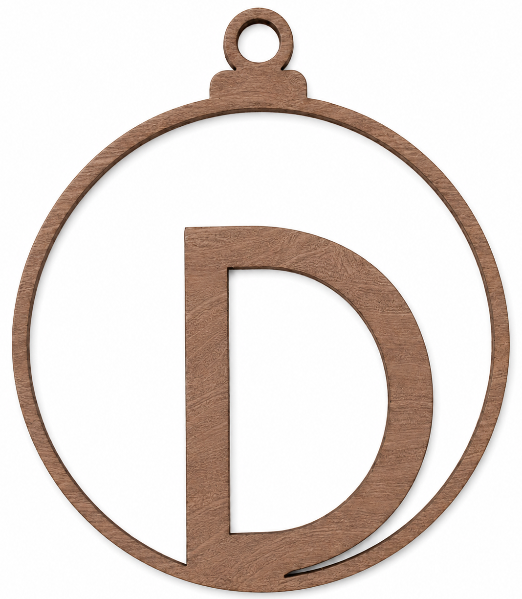 Bola de Navidad de madera con letra
