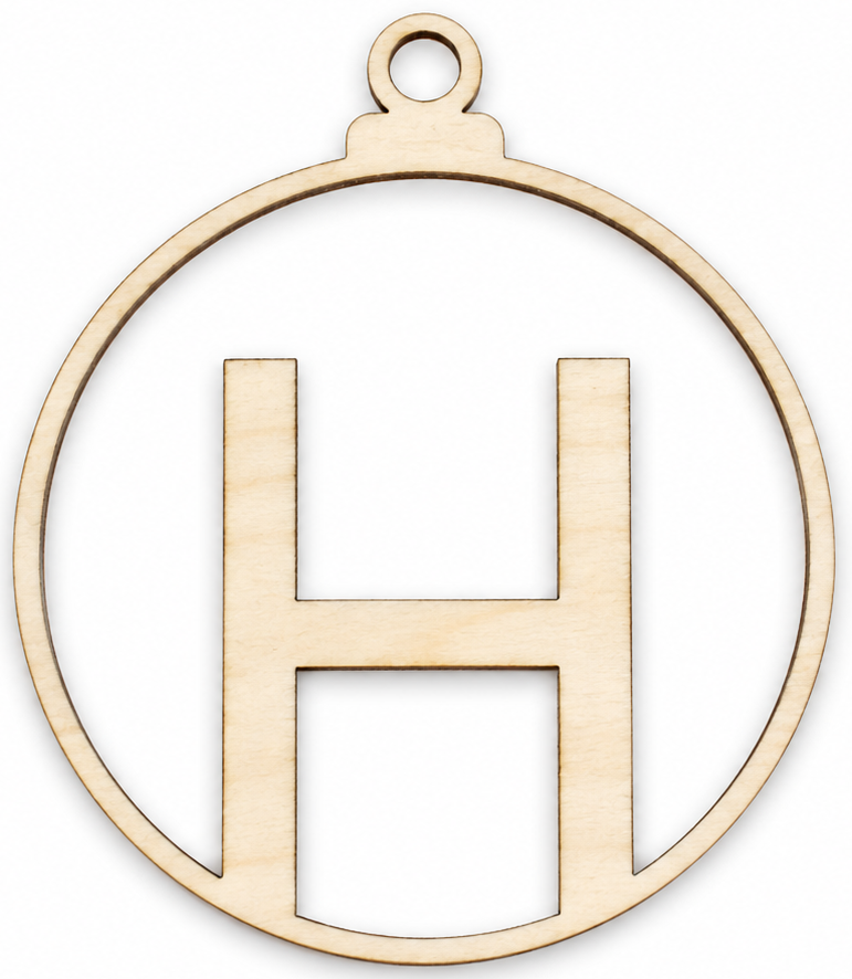 Wooden Christmas bauble with letter