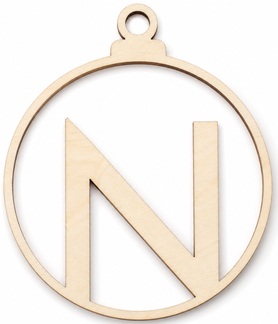 Bola de Navidad de madera con letra