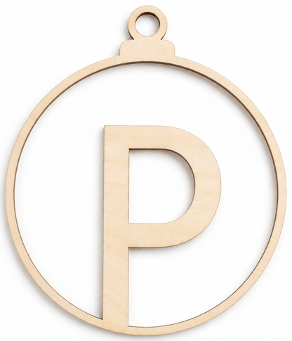 Wooden Christmas bauble with letter