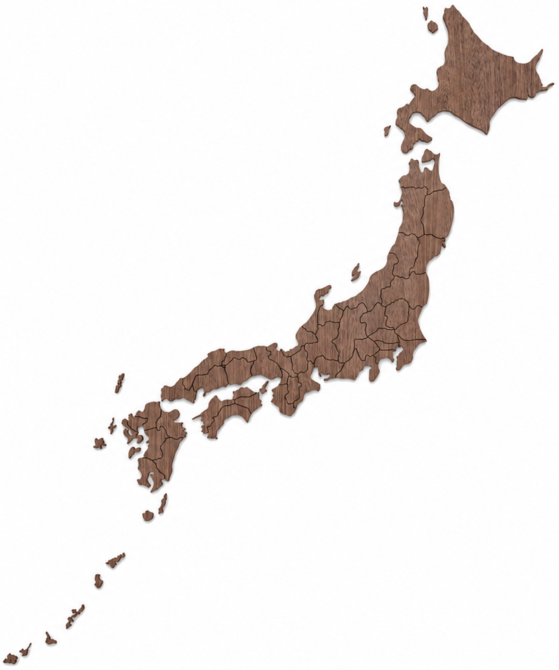 Houten landkaart - Japan