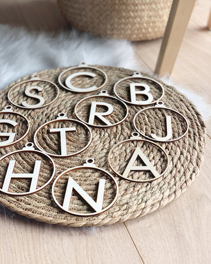 Wooden Christmas bauble with letter