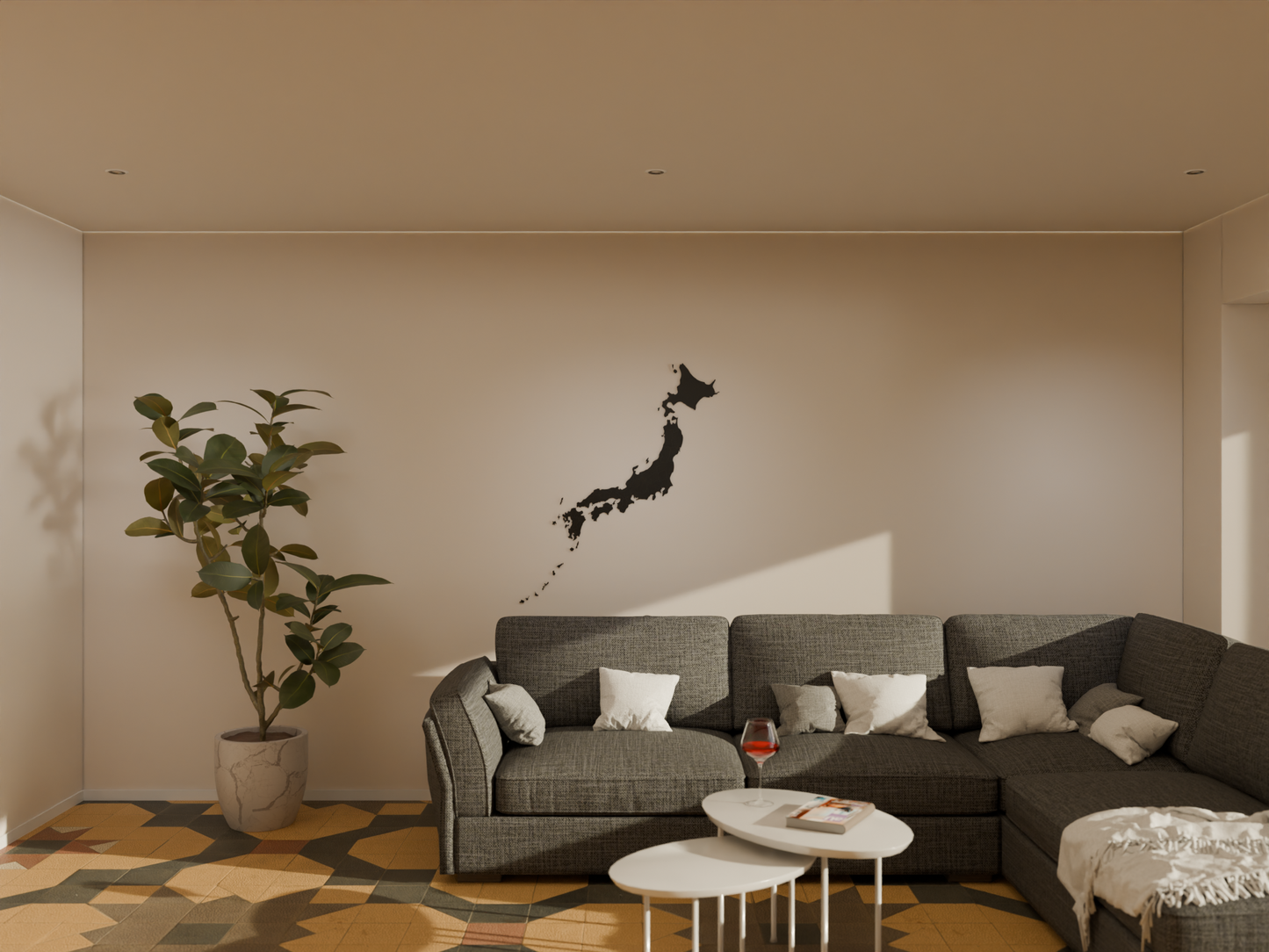 Houten landkaart - Japan