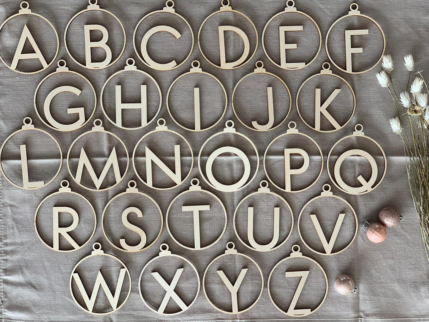 Wooden Christmas bauble with letter