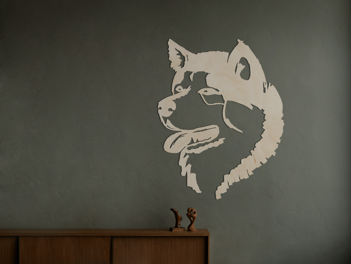 Houten wanddecoratie - Akita Inu / Shiba