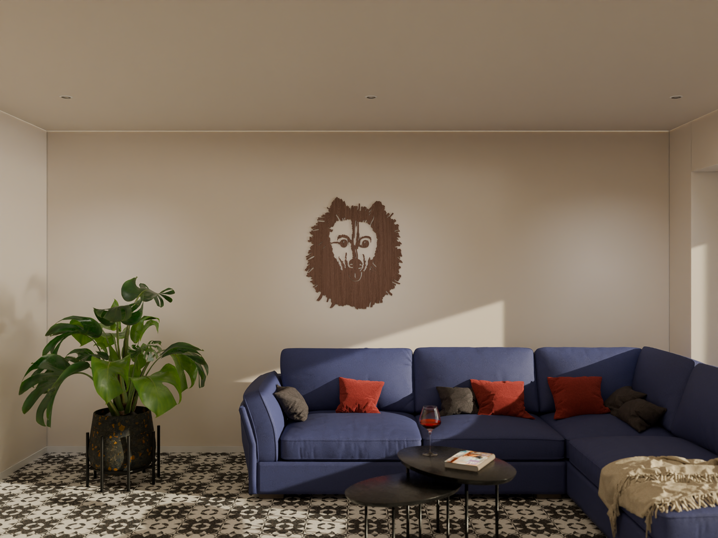 Houten wandddecoratie - Keeshond