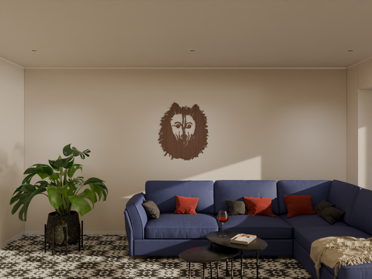 Houten wandddecoratie - Keeshond