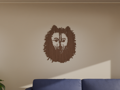 Houten wandddecoratie - Keeshond