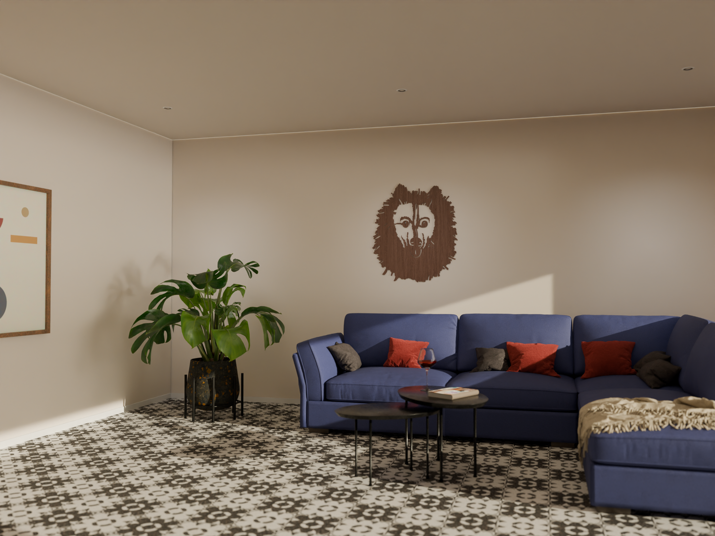 Houten wandddecoratie - Keeshond