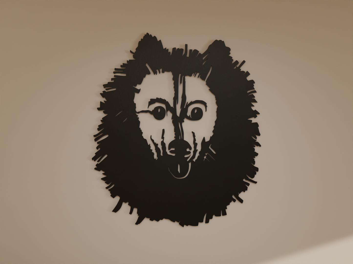 Houten wandddecoratie - Keeshond