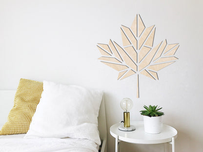 Décoration murale en bois - Feuille d'érable en origami