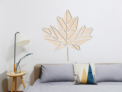 Décoration murale en bois - Feuille d'érable en origami