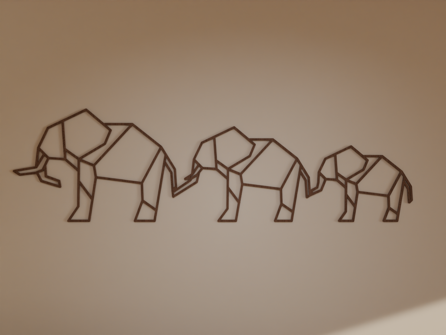 Houten Wanddecoratie - Geometrische Olifanten