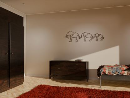 Houten Wanddecoratie - Geometrische Olifanten