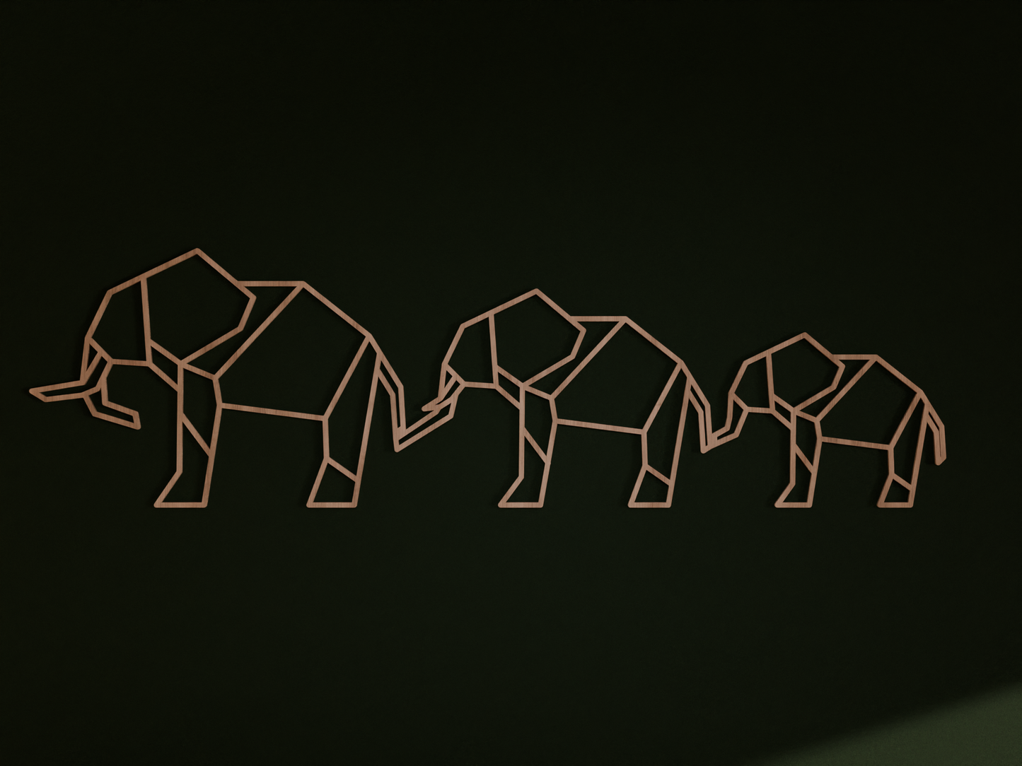 Houten Wanddecoratie - Geometrische Olifanten