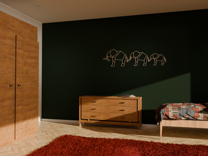 Houten Wanddecoratie - Geometrische Olifanten
