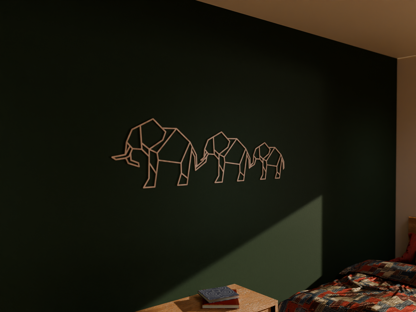 Houten Wanddecoratie - Geometrische Olifanten