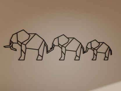 Houten Wanddecoratie - Geometrische Olifanten