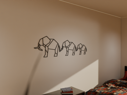 Houten Wanddecoratie - Geometrische Olifanten