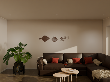 Houten wanddecoratie - Schaaldieren