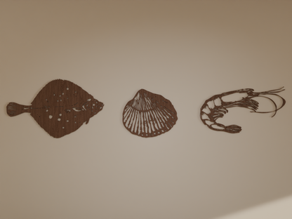 Houten wanddecoratie - Schaaldieren