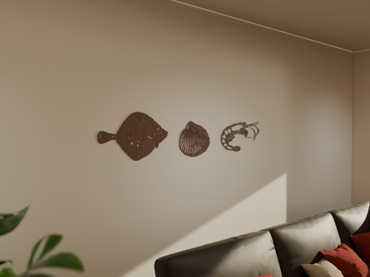 Houten wanddecoratie - Schaaldieren