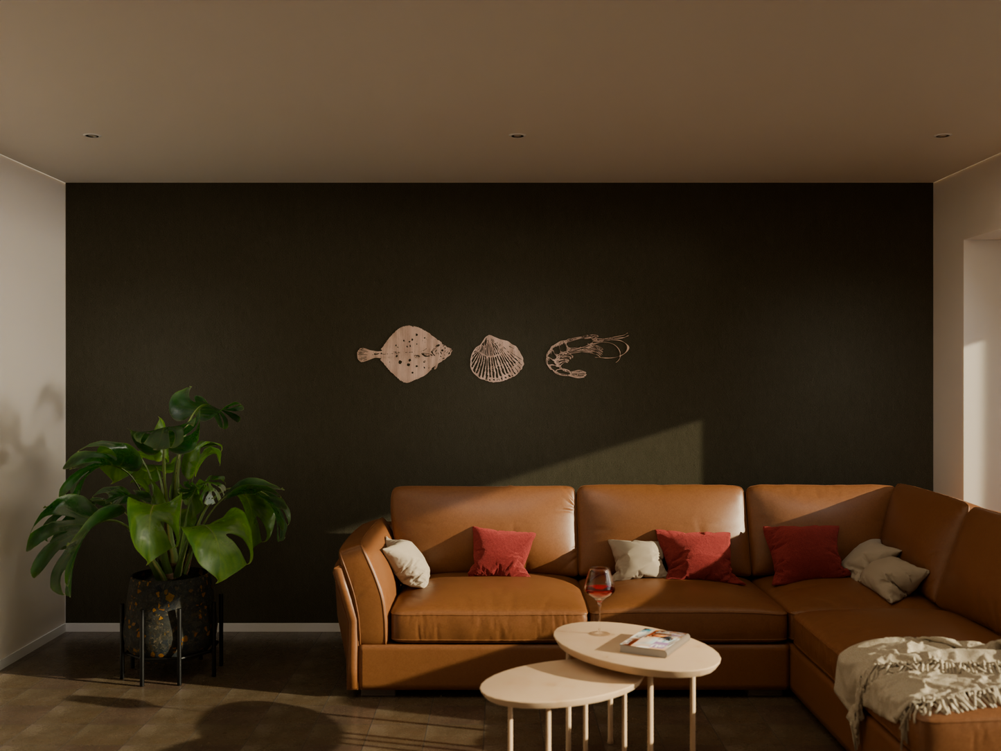 Houten wanddecoratie - Schaaldieren