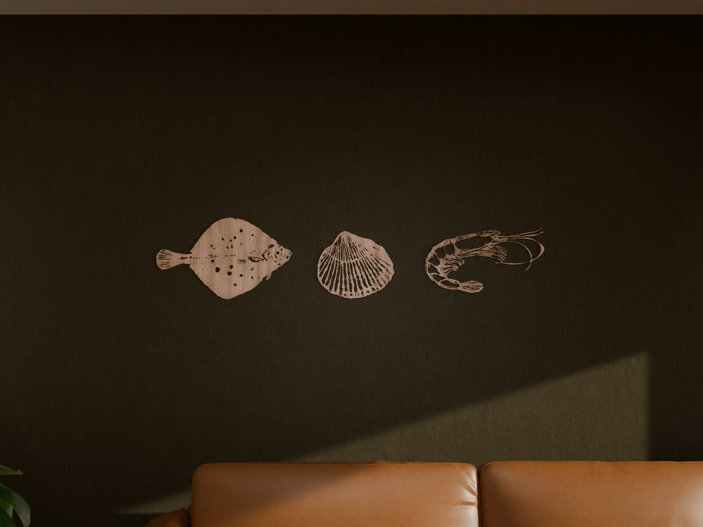 Houten wanddecoratie - Schaaldieren