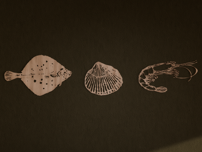 Houten wanddecoratie - Schaaldieren