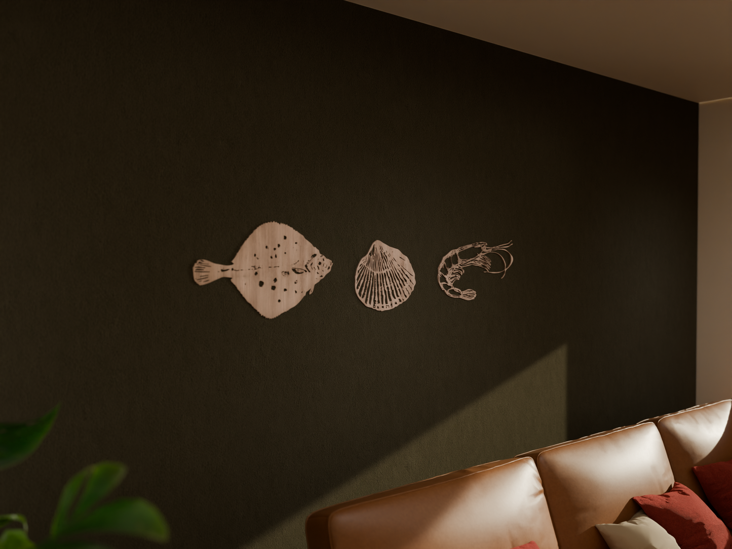 Houten wanddecoratie - Schaaldieren