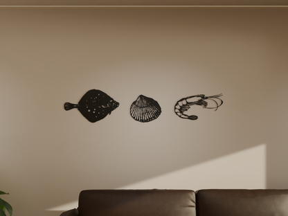 Houten wanddecoratie - Schaaldieren