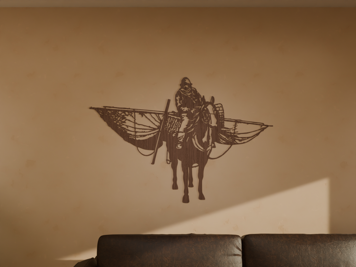 Houten wanddecoratie - Paardenvisser