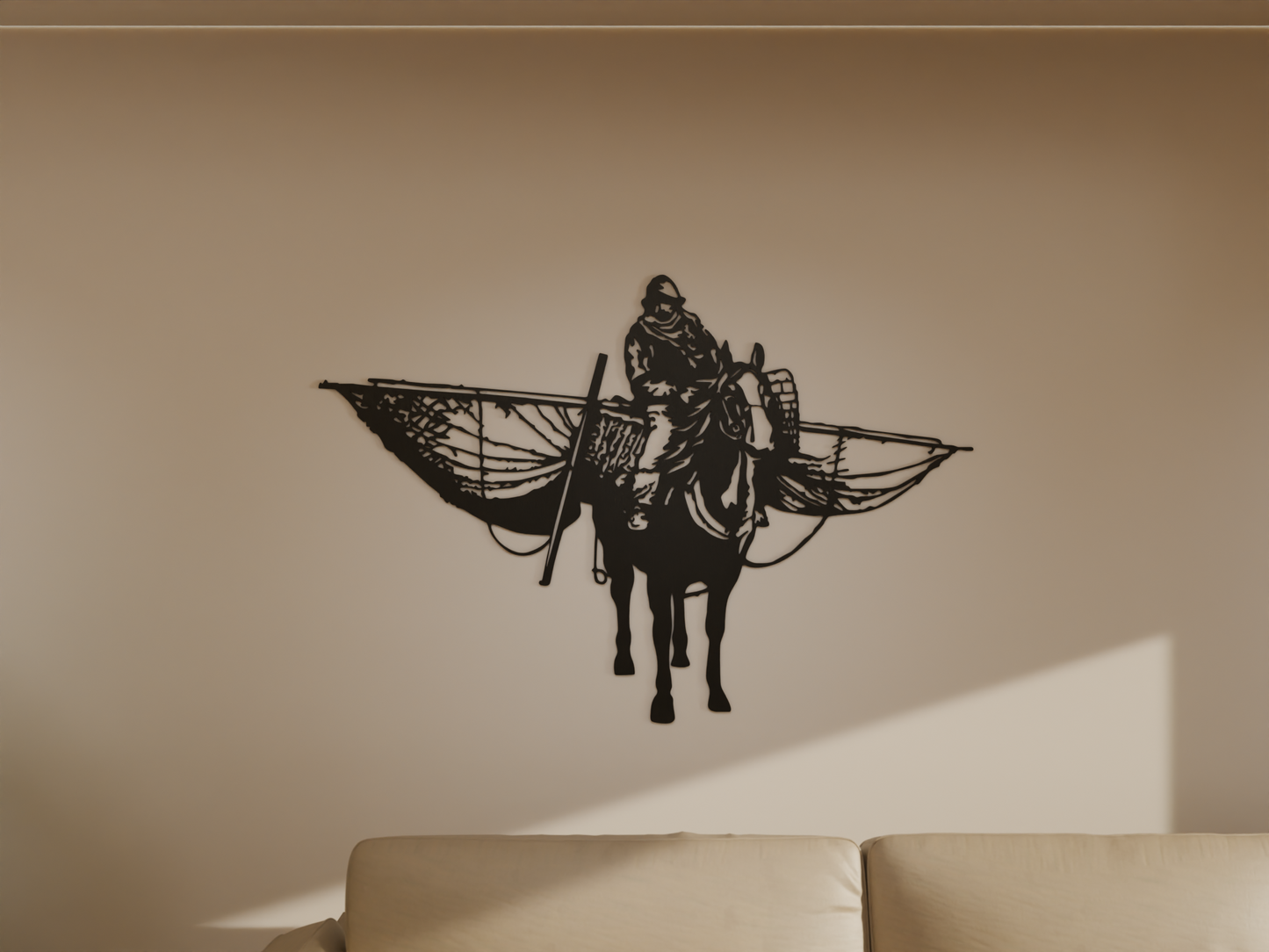 Houten wanddecoratie - Paardenvisser