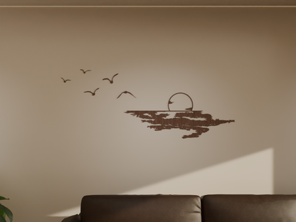 Houten Wanddecoratie - Zonsondergang