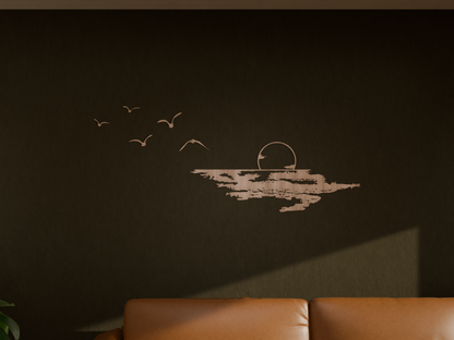 Houten Wanddecoratie - Zonsondergang