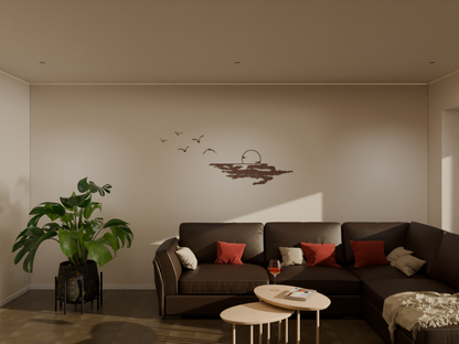 Houten Wanddecoratie - Zonsondergang