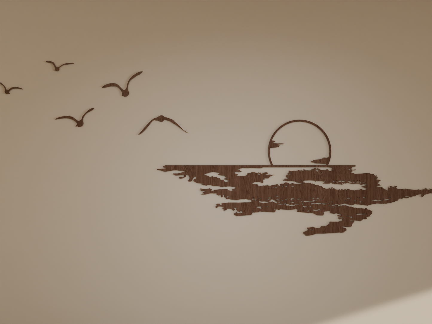 Houten Wanddecoratie - Zonsondergang