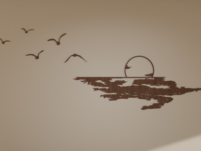 Houten Wanddecoratie - Zonsondergang