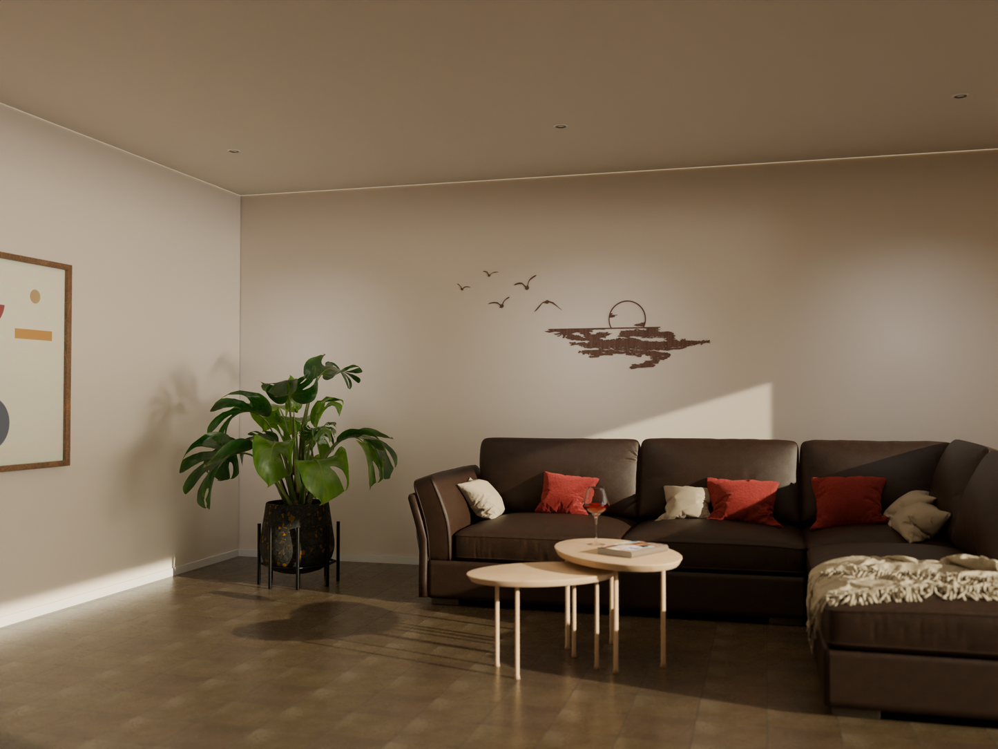 Houten Wanddecoratie - Zonsondergang