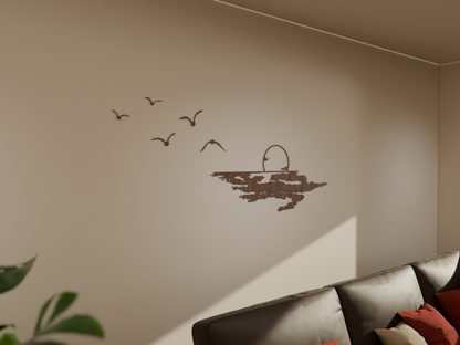 Houten Wanddecoratie - Zonsondergang