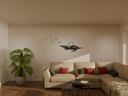 Houten Wanddecoratie - Zonsondergang