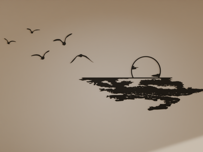 Houten Wanddecoratie - Zonsondergang