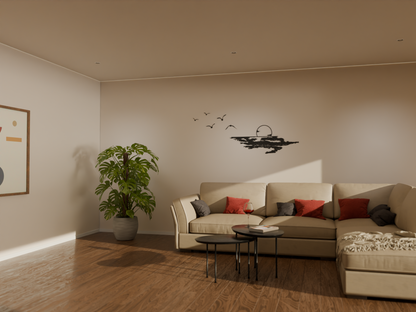 Houten Wanddecoratie - Zonsondergang