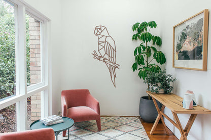 HOUTEN WANDDECORATIE / WOODEN WALL DECORATION - GEOMETRISCHE MUURDECORATIE / GEOMETRIC WALL ART - PAPEGAAI / PARROT ZWART / BLACK - VOGELS / BIRDS - DESIGN WANDFIGUUR - TRENDY & HIP WOONKAMER VOGELS / BIRDS - DESIGN WANDFIGUUR - TRENDY & HIP WOONKAMER deco muurdeco houtenmuurdecoratie decoration decoratie eyecatcher uniek decorationinterieur hout shoplokaal huisdecoratie parrots pet huisdieren animals  parrotdecor interieur interior style wooninspiratie