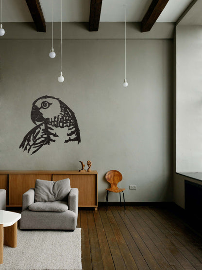 HOUTEN WANDDECORATIE / WOODEN WALL DECORATION - MUURDECORATIE / WALL ART - PAPEGAAI / PARROT - ZWART / BLACK - VOGELS / BIRDS - DESIGN WANDFIGUUR - TRENDY & HIP WOONKAMER  deco muurdeco houtenmuurdecoratie decoration decoratie eyecatcher uniek decorationinterieur hout shoplokaal huisdecoratie parrots pet huisdieren animals  parrotdecor interieur interior style wooninspiratie