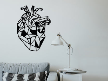 Houten wanddecoratie - Geometrisch Anatomisch Hart