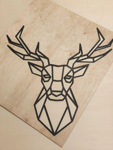 Houten wanddecoratie - Geometrisch Herten hoofd - symmetrisch