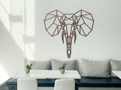 Houten wanddecoratie - Geometrische Olifant