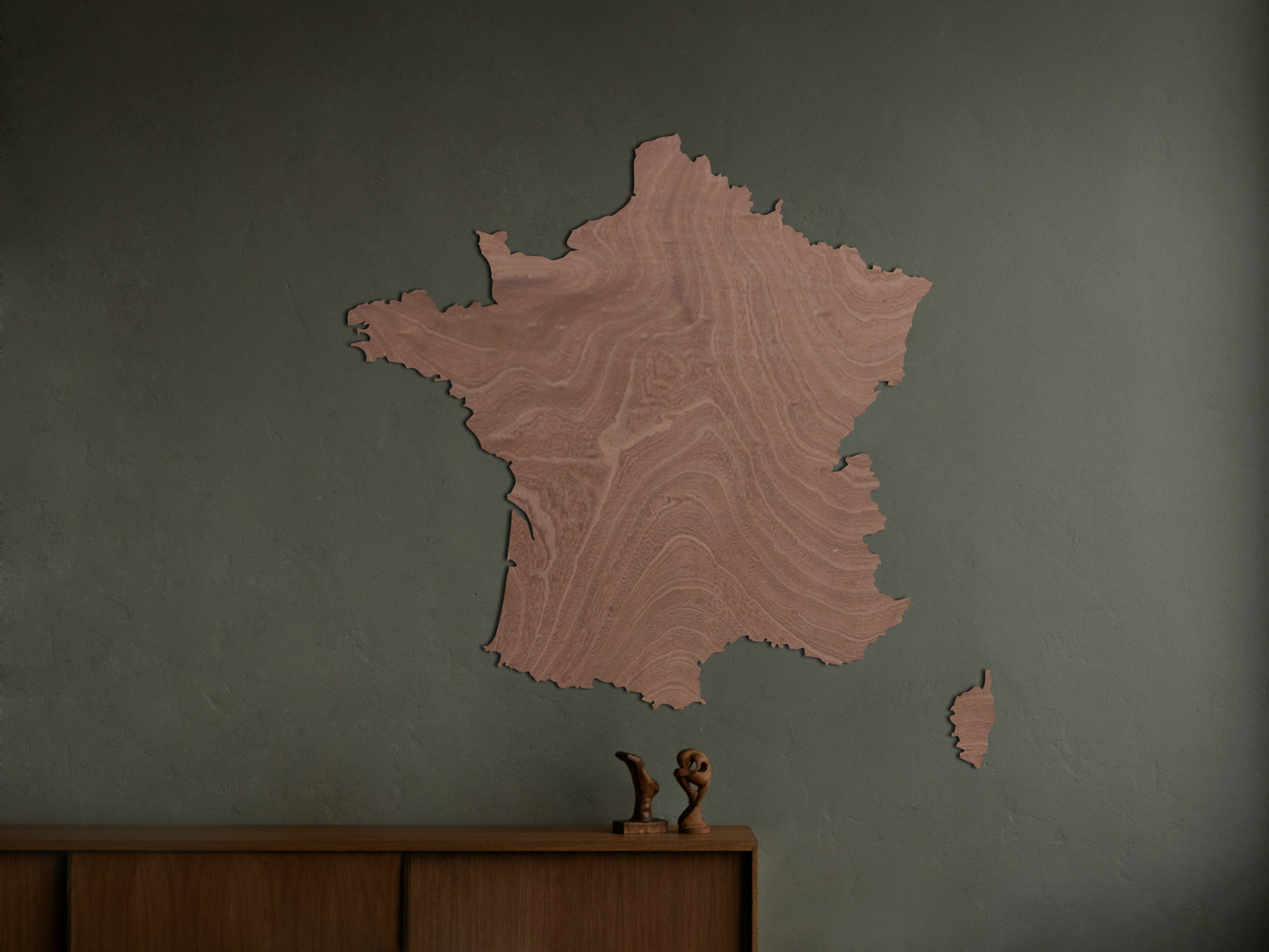 Carte de France en bois découpée au laser