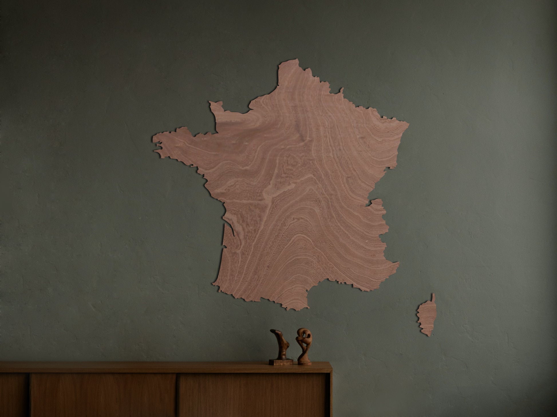Carte de France en bois découpée au laser